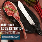 Cutluxe Butcher Knife – 10″ Bullnose Carving Knife, Forged High Carbon German Steel – Full Tang & Razor Sharp – Ergonomic Handle Design – Artisan Series