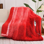 Heated Electric Blanket Throw,Warm Winter for Women Her Grandma-Faux Fur with Soft Sherpa,10 Heat Settings,5 Time Settings with Fast Heating,ETL 50x60, Ruby Wine