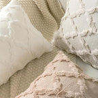 Set of 2 Soft Moroccan Throw Pillow Covers 18x18 Inch Plush Boho Decorative Pillow Cover Accent Cushion Case for Couch Sofa Bed, Cream White