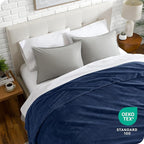 Bare Home Textured Fleece Blanket - Twin/Twin Extra Long - Ultra-Soft Lightweight for Bed, Sofa, and Couch - Luxury Microplush - Cozy Warm Blanket (Twin/Twin XL, Chevron Dark Blue)