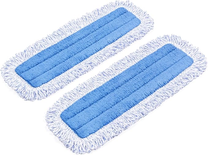 Zflow 18" Microfiber Dust Mop Pads 2-Pack - Premium Commercial Grade Washable Pads (18", Blue)