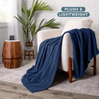 Bare Home Polar Fleece Blanket - Full/Queen - Dark Blue - Warm & Cozy - Premium Fleece - Throw for Bed, Sofa, Camping, Travel and Cold Nights - Lightweight Blanket (Full/Queen, Dark Blue)