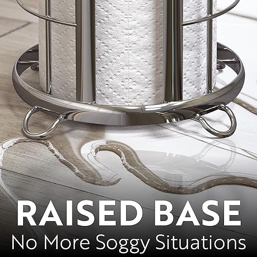 BROOKSTONE, Shiny Chrome Toilet Paper Holder, Freestanding Bathroom Tissue Organizer, Minimalistic Storage Solution, Modern & Stylish Design [Holds MEGA Rolls]