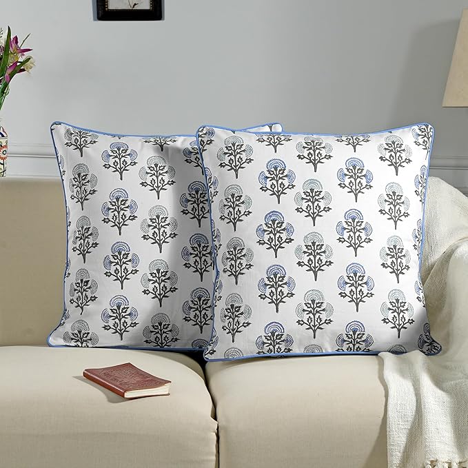 Ridhi Modern Farmhouse Pillow Covers Decorative Cotton Throw Pillow Covers Set of 2 Taupe Cushion Covers with Piping for Couch Sofa Bed Living Room Spring Home Decor 24x24