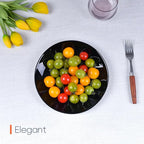 8.5 inch Salad Plate Set of 6, Lightweight Opal Glass Round Black Plates for Appetizer Dessert Kitchen, Dishwasher and Microwave Safe