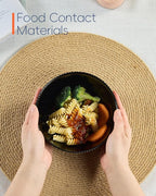 20 OZ Max Black Opal Glass Cereal Bowl Set of 6, 6 inch Dishwasher & Microwave Safe Round Ribbed Bowls for Kitchen, Salad, Soup and Rice