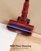 Cordless Vacuum Cleaner, 8-in-1 Lightweight Stick Vacuum with 45mins Runtime, Powerful Suction, Rechargeable Cordless Vacuum for Carpet, Tile, Pet Hair, Hardwood Floors, Red