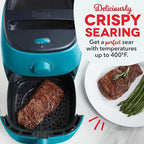 DASH Tasti-Crisp™ Electric Air Fryer Oven, 2.6 Qt., Teal – Compact Air Fryer for Healthier Food in Minutes, Ideal for Small Spaces - Auto Shut Off, Analog, 1000-Watt