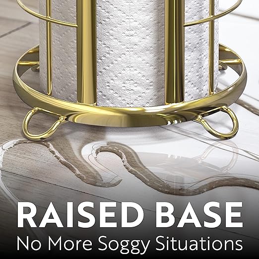 BROOKSTONE, Gold Toilet Paper Holder, Freestanding Bathroom Tissue Organizer, Minimalistic Storage Solution, Modern & Stylish Design [Holds MEGA Rolls]