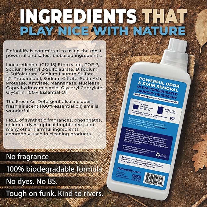 Laundry Detergent 62 Load/37.7 FlOz (2-Pack). 'Fresh Air' Liquid Laundry Detergent for Sensitive Skin. 'ProvenSafe' Laundry Soap Washing Detergent w/Odor & Stain Remover for Activewear & All Fabrics