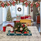 MAONAME Christmas Decorative Tray, Plastic Green Serving Tray with Handles, Modern Rectangular Christmas Trays, Coffee Table Trays for Living Room, Home Decor, 15.7" x 11.8" x 1.6"