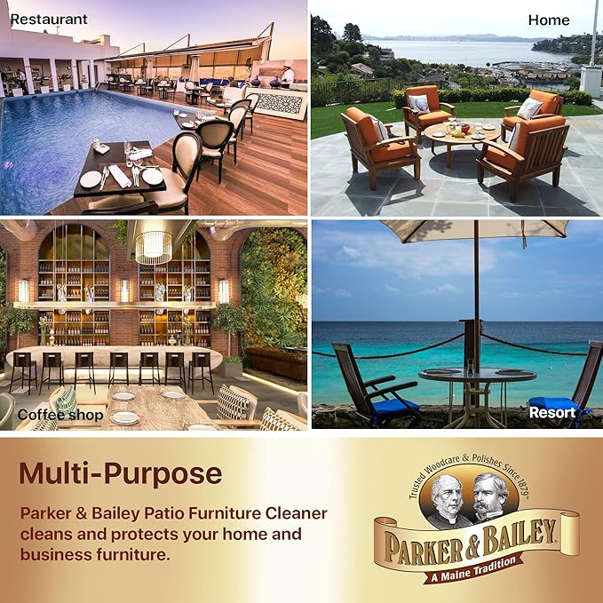 PARKER & BAILEY Patio Furniture Cleaner - Outdoor Furniture Cleaner UV Protectant Outdoor Patio Cleaner Spray Clean Outdoor Cushions Fabric Cleaner for Furniture Upholstery Stain Remover