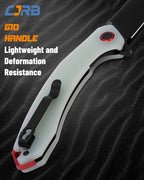 CJRB Folding Pocket Knife with AR-RPM9 Steel Blade and G10 Handle for Men Outdoor, Camping Gobi(J1906B) Natural Green