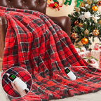 Heated Blanket Electric Throw 50X60, Christmas Heating Throw Gift with 10 Heating Levels & 8 Hours Auto Off, Red Plaid Checkered Sherpa Blanket Warmer for Adults, Couch Bed Office Use, ETL
