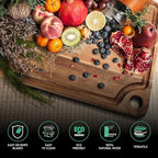 AZRHOM Large Acacia Wood Cutting Board for Kitchen, Butcher Block for Meat and Cheese, Chopping Board with Hanging Hole and Groove 18x12 Inch