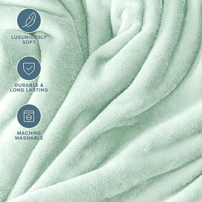 Bare Home Fleece Blanket - Throw/Travel - Ultra-Soft Lightweight for Bed, Sofa, and Couch - Luxury Microplush - Cozy Warm Blanket (Throw/Travel, Spring Mint)