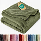 Ultra Soft Fleece Blanket King Size - Flannel Fleece Luxury King Blanket - Lightweight for Couch Bed Chair - Thick, Warm and Breathable - All Season Cozy Fuzzy, Anti-Static Microplush Bedding, Olive