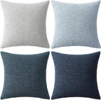 MIULEE Pack of 4 Decorative Textured Boucle Christmas Throw Pillow Covers 18x18 Inch Neutral Blue Accent Solid Pillow Cases Couch Cushion Covers for Modern Farmhouse Boho Bed Livingroom Home Decor