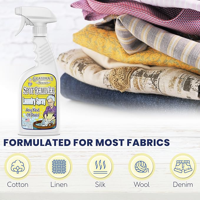 Grandma's Secret Spot Remover Laundry Spray - Chlorine, Bleach and Toxin-Free Stain Remover - Stain Remover for Clothes - Fabric Stain Remover Removes Oil, Paint, Blood and Pet Stains - 16 Oz, 3 Pack