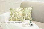 Mika Home Set of 2 Jacquard Tropical Leaf Pattern Throw Pillow Covers Decorative Pillowcase 20X20 Inches,Green Cream