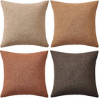 MIULEE Pack of 4 Decorative Textured Boucle Throw Pillow Covers 18x18 Inch Rustic Accent Solid Pillow Cases Soft Couch Cushion Covers for Modern Farmhouse Boho Chair Sofa Bed Livingroom Home Decor
