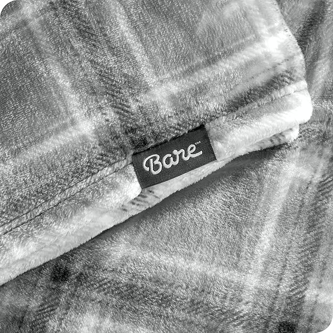 Bare Home Textured Fleece Blanket - Throw/Travel - Ultra-Soft Lightweight for Bed, Sofa, and Couch - Luxury Microplush - Cozy Warm Blanket (Throw/Travel, Tartan Plaid)