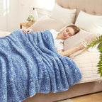 Cozy Bliss Luxury Sherpa Throw Blanket for Couch, Premium Reversible Plush Thick Throw, Warm Cozy Soft Blanket for Home and Gifts (Mottled Navy Blue, 60" x 80")