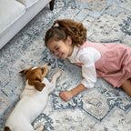 GENIMO Runner Rug 2x10, Machine Washable Vintage Runner Carpet, Non Slip Hallway Rug, Low Pile Lightweight Rugs for Entryway, Hallway, Kitchen and Corridor, Blue