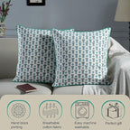 Ridhi Modern Farmhouse Pillow Covers Decorative Cotton Throw Pillow Covers Set of 2 Aquamarine Blue Cushion Covers for Boho Couch Sofa Bed Living Room Spring Home Decor 20x20