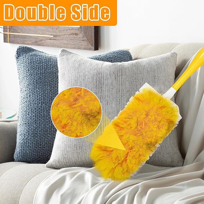 JEHONN Duster Refills for Swiffer 20 Counts, 360 Degree Heavy Duty Dusting Kit with 1 Extendable Handle + 1 Short Handle, Multi-Surface Dust Cleaning Tool for Blinds Bookshelf Furniture Electronics