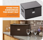 storageLAB Wine Glass Storage Containers, Hard Shell Organizer for Stemware and Glassware Sets, Stackable Wine Glass Storage Box with Dividers for Kitchen and Moving Supplies - 1 Pack, Gray