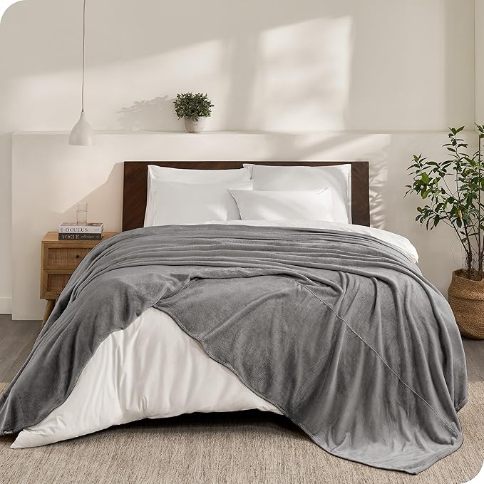 Bare Home Fleece Blanket - Giant Size - Ultra-Soft Lightweight for Bed, Sofa, and Couch - Luxury Microplush - Cozy Warm Blanket (Giant, Grey)