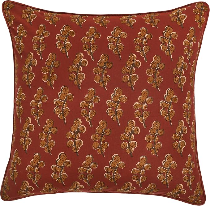 Ridhi Hand Block Print 20x20 Red Decorative Outdoor Couch Throw Canvas Pillow Cover Set of 2 Washable Modern Vintage Boho Chic Spring Home Decor GIFS Cover