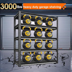 Garage Storage Shelves Heavy Duty, 48”W Garage Shelving and Storage Rack, 3000LBS Loads Shelving Units, Adjustable 5-Tier Metal Shelves for Garage, Warehouses, 48”W×24”D×78”H,Silver