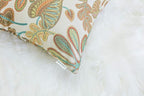 Mika Home Set of 2 Jacquard Tropical Leaf Pattern Throw Pillow Covers Decorative Pillowcase 22X22 Inches,Teal Cream