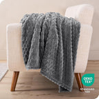 Bare Home Textured Fleece Blanket - King Size - Ultra-Soft Lightweight for Bed, Sofa, and Couch - Luxury Microplush - Cozy Warm Blanket (King, Waffle Grey)