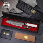 MITSUMOTO SAKARI Japanese Santoku Chef Knife, 8 Inch Kitchen Knife - Razor Sharp VG-Pro Steel Core, Precision Cutting for Meat & Veggies, Comfort Grip Ergonomic G10 Handle