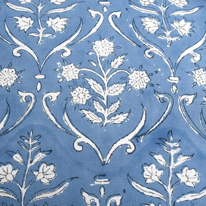 Ridhi Hand Block Print 18x18 Baby Blue Decorative Outdoor Couch Throw Canvas Pillow Cover Set of 2 Washable Modern Vintage Boho Chic Spring Home Decor Gifts Cover