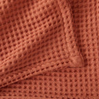 100% Cotton Waffle Weave Bed Blanket | Soft, Breathable, and Lightweight Blanket for All-Season | Perfect for Layering | Brielle Collection (Full/Queen, Burnt Orange)