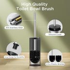 Toilet Brush and Holder Set, Toilet Bowl Brush with Heavy Duty 304 Stainless Steel Base and Extra Long Handle, Toilet Bowl Cleaners Brush for Bathroom (Stainless Steel)