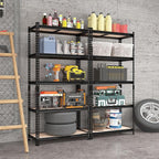 72" H Metal Storage Shelves 1500LBS Heavy Duty,5 Tier Garage Shelving Unit,Adjustable Garage Storage Utility Rack for Kitchen Pantry Basement Bathroom Closet