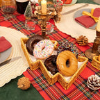 myHomeBody Christmas Tree Wicker Basket, Decorative Snack Tray, Appetizer Serving Tray and Platters, Set of 2