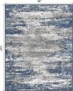 GENIMO 8x10 Area Rugs, Machine Washable Rugs for Living Room, Non Slip Indoor Modern Rug，Low Pile Lightweight Blue Print Carpet for Bedroom Dining Room Home Office, Blue Ivory