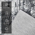 Vintage 9' x 12' Washable Area Rug - Stylish Indoor Rug for Living, Dining or Bedroom - Lightweight Carpet with Non-Slip Backing - Foldable for Easy Placement and Maintenance - Grey