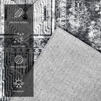 Vintage 8' x 10' Washable Area Rug - Stylish Indoor Rug for Living, Dining or Bedroom - Lightweight Carpet with Non-Slip Backing - Foldable for Easy Placement and Maintenance - Grey