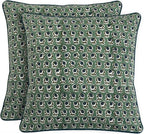 Ridhi Basil Green Block Print Cotton Canvas Throw Pillow Covers for Decorative Couch Pillows for Living Room, Chic Boho Cute Outdoor Valentine Pillows Covers Gifts 18x18 Inches