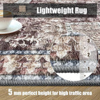 Vintage 3' x 5 ' Washable Area Rug - Stylish Indoor Rug for Living, Dining or Bedroom - Lightweight Carpet with Non-Slip Backing - Foldable for Easy Placement and Maintenance - Rust