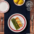 Corelle Everyday 18-PC Dinnerware Set Service for 6, Durable and Eco-Friendly, Higher Rim Glass Plate & Bowl Set, Microwave and Dishwasher Safe, Sadie