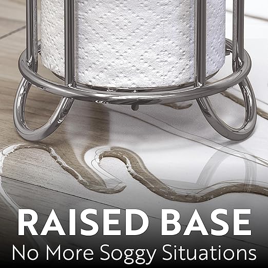 BROOKSTONE, Chrome Toilet Paper Holder, Freestanding Bathroom Tissue Organizer, Minimalistic Storage Solution, Stylish Design [Holds MEGA Rolls]