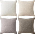 MIULEE Pack of 4 Decorative Textured Boucle Throw Pillow Covers 20x20 Inch Neutral Accent Solid Pillow Cases Soft Couch Cushion Covers for Modern Farmhouse Boho Chair Sofa Bed Livingroom Home Decor